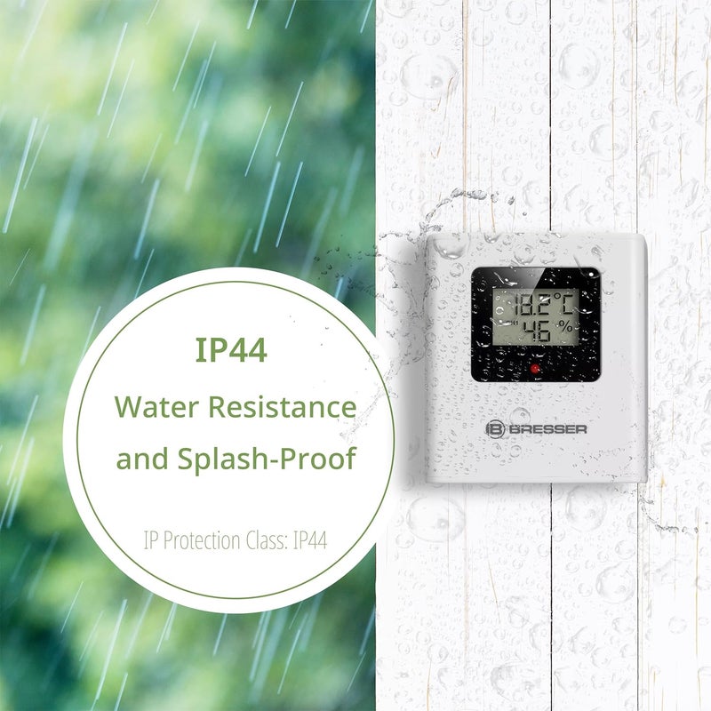 BRESSER Quadro NV Thermo-Hygrometer with 4 Measuring Points, Integrated Sensor and 3 Wireless Sensors, Smiley Comfort Indicator, Min/Max Memory, IP44 Foldable - Image 5