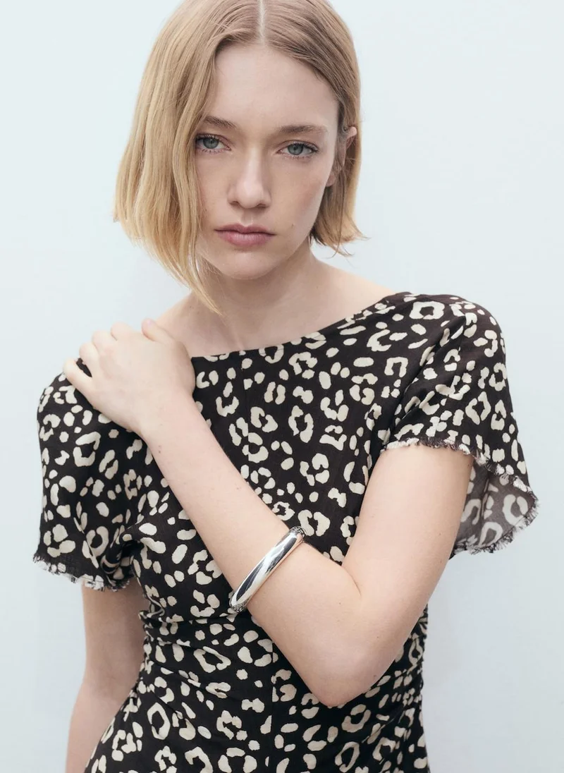 MANGO Animal Print Midi Dress