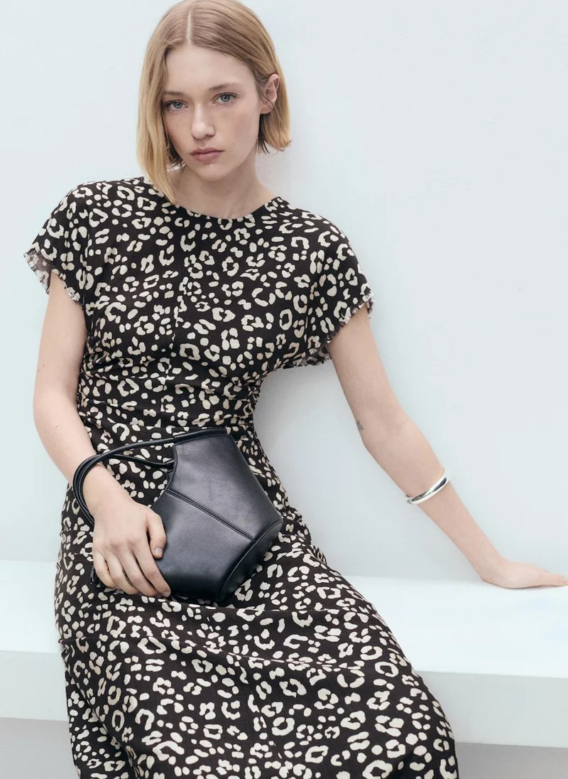 MANGO Animal Print Midi Dress