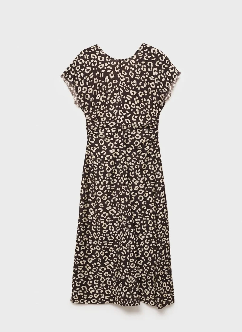 MANGO Animal Print Midi Dress