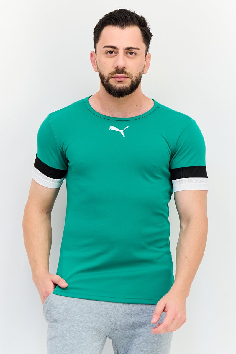 PUMA تي شيرت رياضي للرجال بشعار العلامة التجارية، خارجي، أخضر - Image 1