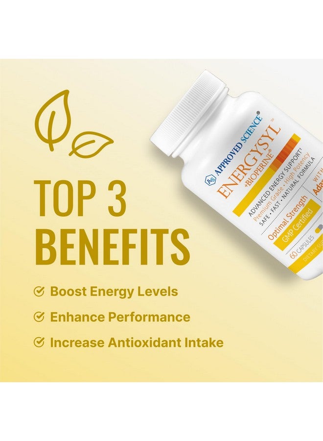Approved Science Approved Science Energysyl - Caffeine Free - with Adaptogens, B Vitamins, and Bioperine - 1 Month Supply - 60 Capsules - Made in The USA 