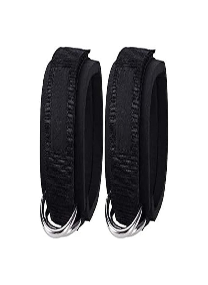 JOCHAPA 2PCS Adjustable Ankle Straps for Cable Machines – Neoprene Padded Double D-Ring Ankle Cuffs for Gym, Weightlifting, Glutes, Legs & Abs Workout – Unisex Fitness Accessory with Carry Bag – Black 