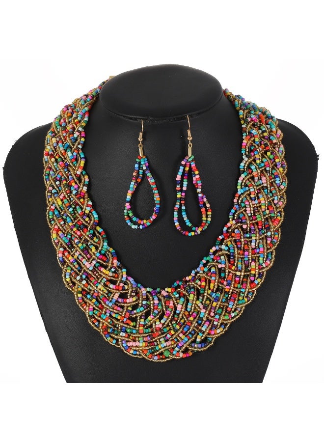 NIBEMINENT Handcrafted Millet Bead Necklace Set