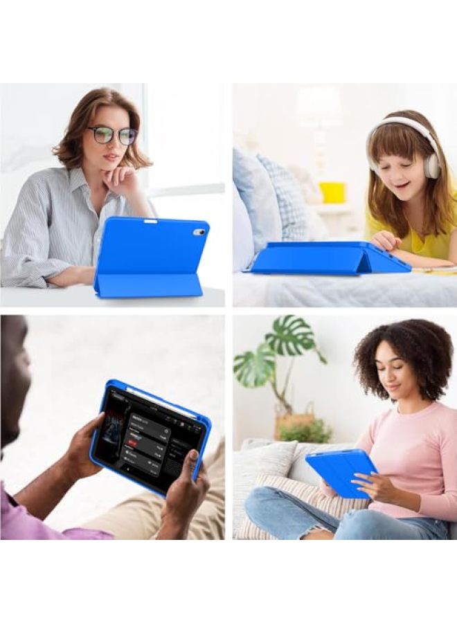 iMieet حافظة iMieet لجهاز iPad (A16)/الجيل العاشر من iPad [11 بوصة 2025/10.9 بوصة 2022]، حافظة ذكية قابلة للطي ثلاثية مع حامل وحامل قلم وظهر TPU ناعم، تدعم Touch ID (أسود) - Image 4