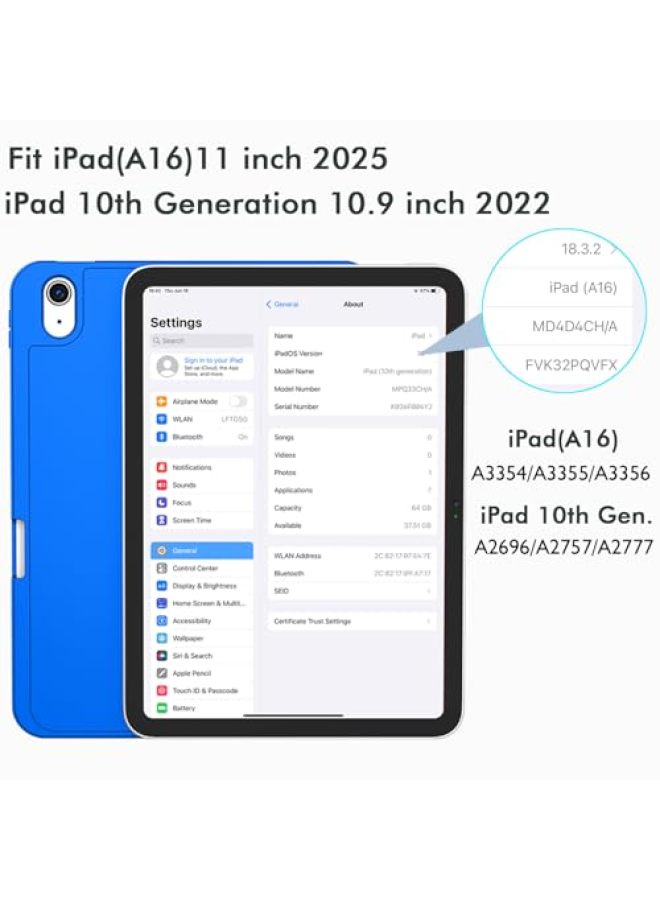 iMieet حافظة iMieet لجهاز iPad (A16)/الجيل العاشر من iPad [11 بوصة 2025/10.9 بوصة 2022]، حافظة ذكية قابلة للطي ثلاثية مع حامل وحامل قلم وظهر TPU ناعم، تدعم Touch ID (أسود) - Image 2