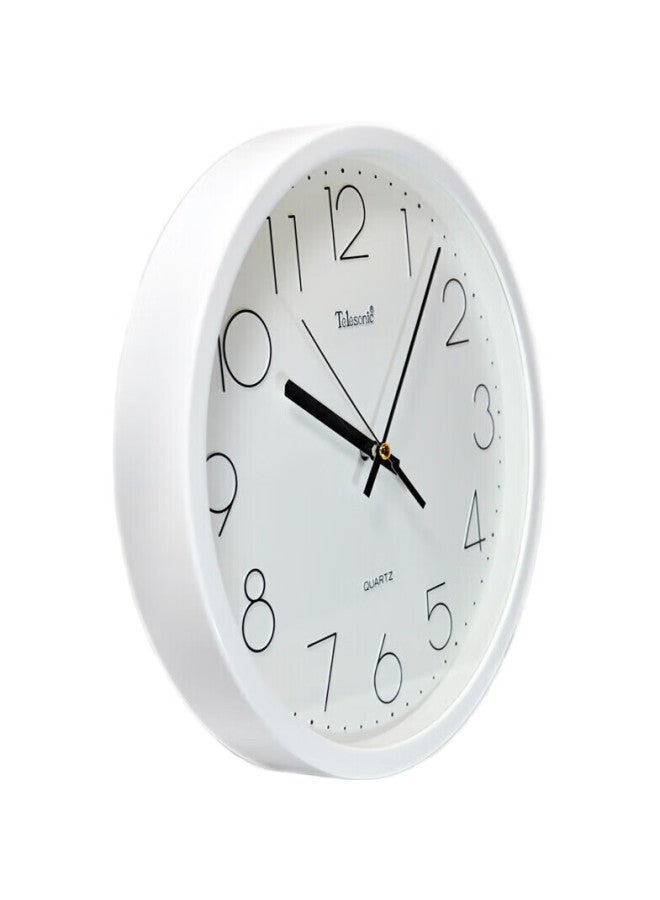 Telesonic Wall Clock, Living Room Modern Minimalist Quiet Round Quartz Wall Clock, Q7703-1 White 35Cm - Image 1