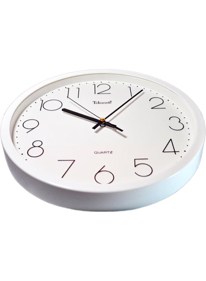 Telesonic Wall Clock, Living Room Modern Minimalist Quiet Round Quartz Wall Clock, Q7703-1 White 35Cm - Image 2