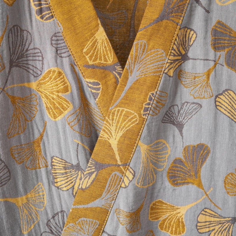 Kimono Robe Purefair 100% Cotton Gauze Ginkgo Leaf Print - Image 4