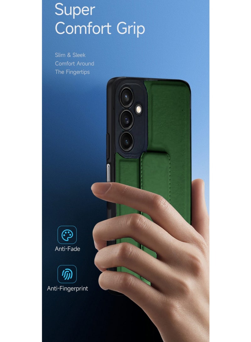 Techie Stylish TPU Silicone Back Cover Case with Magnetic Secure Hand Grip Kickstand for Samsung Galaxy A15 2024 – Dark Green - Image 2