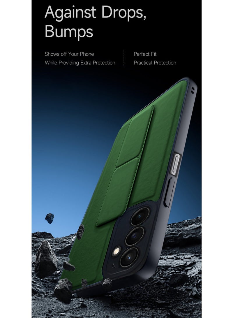 Techie Stylish TPU Silicone Back Cover Case with Magnetic Secure Hand Grip Kickstand for Samsung Galaxy A15 2024 – Dark Green - Image 3