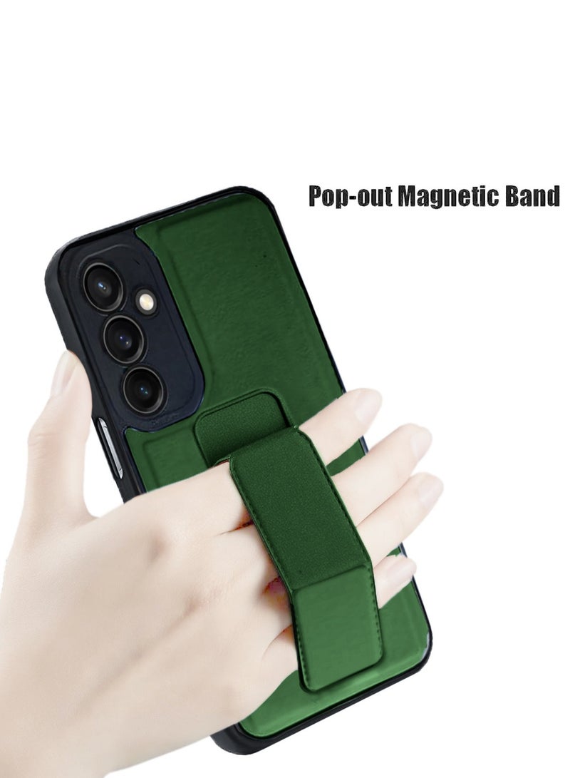 Techie Stylish TPU Silicone Back Cover Case with Magnetic Secure Hand Grip Kickstand for Samsung Galaxy A15 2024 – Dark Green - Image 4