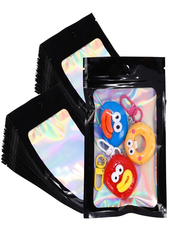 Motomy 100Pcs Black Holographic Mylar Bags, 3x4.7 Inch Resealable Foil Zipper Pouches for Gummies, Jewelry Storage, Party Favors, Small Business Packaging - Image 1