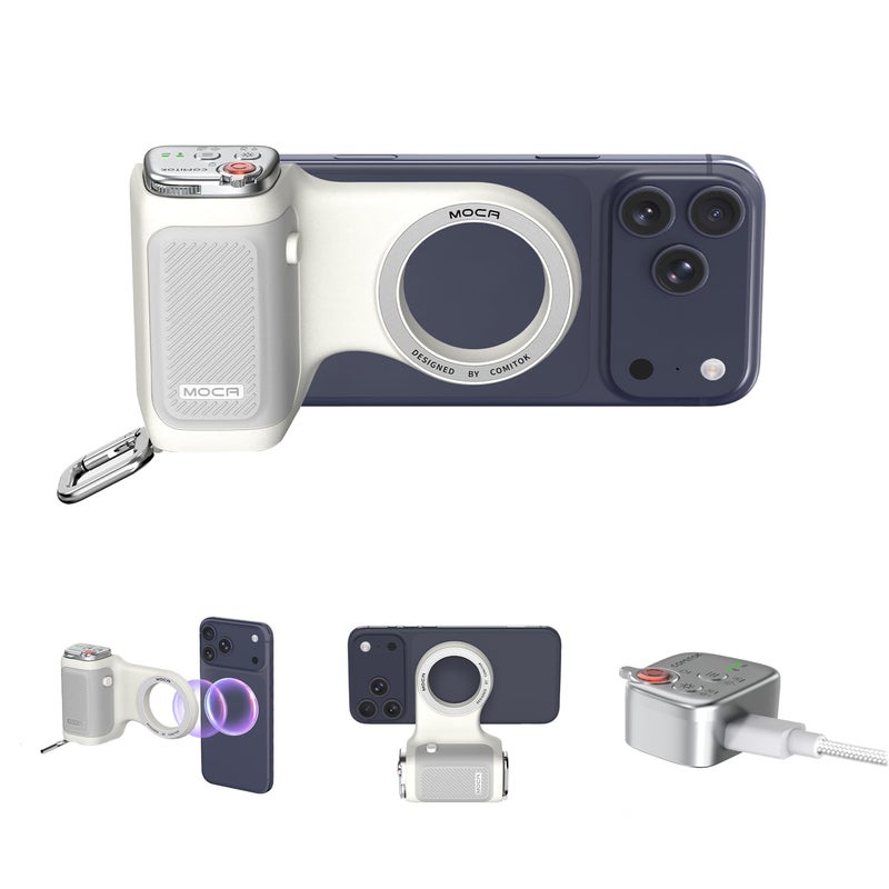 COMITOK MOCA iPhone 17 Pro Camera Grip No Need App for iOS26, Compatible iOS17 and iOS18, Fun Shot Magnetic Grip for Phone Native Camera with Anti-Drop Detachable Remote and Convenient Keychain Hook - Image 1