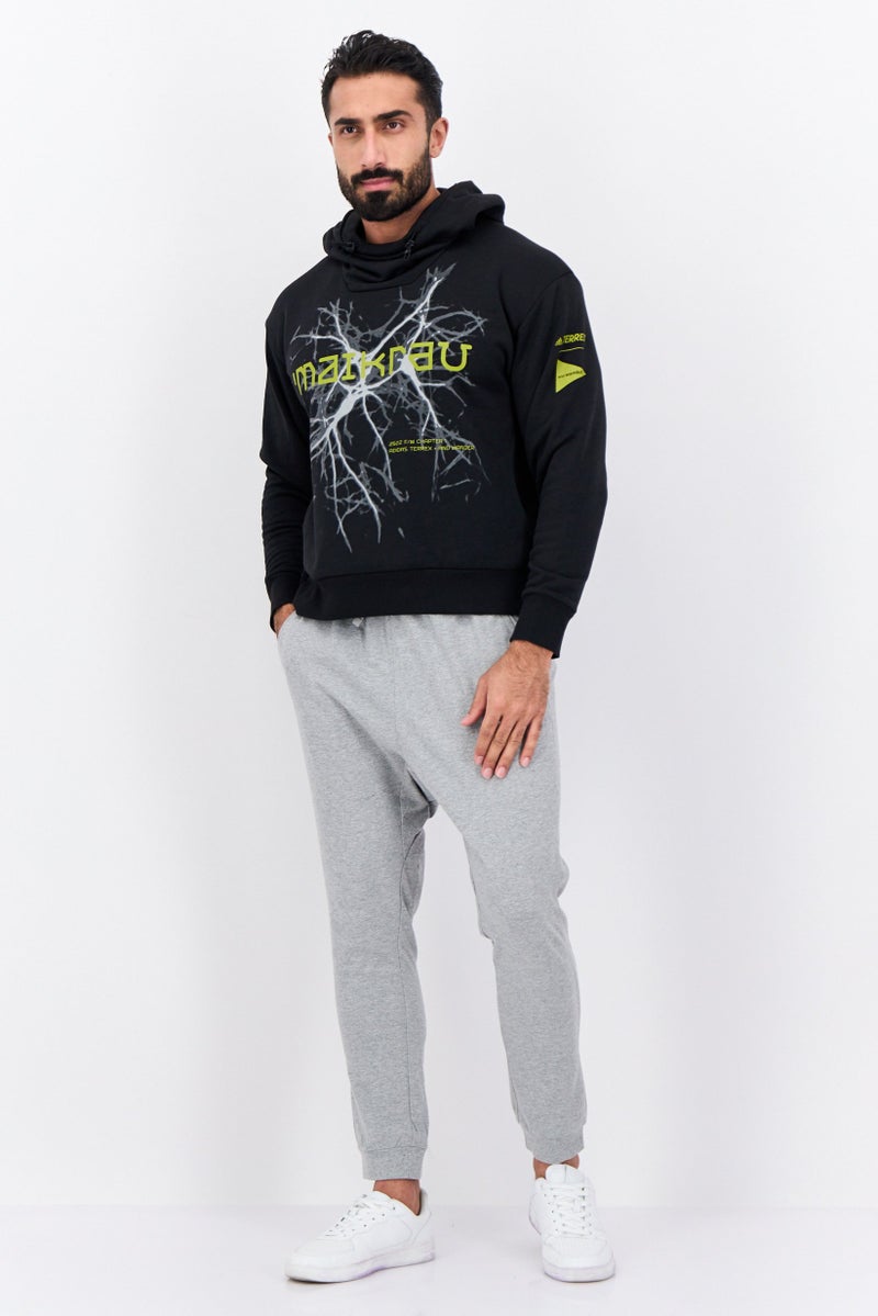 Adidas Men Sportswear Fit Long Sleeve Outdoor Hoodie, Black Combo  - Image 4