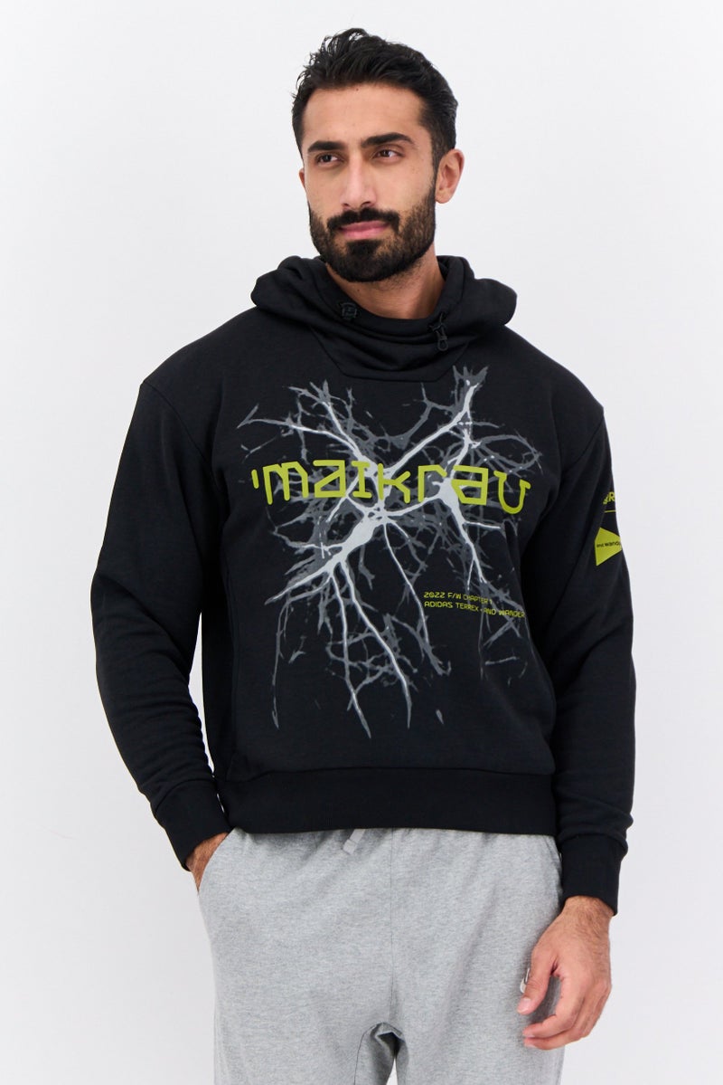 Adidas Men Sportswear Fit Long Sleeve Outdoor Hoodie, Black Combo  - Image 1