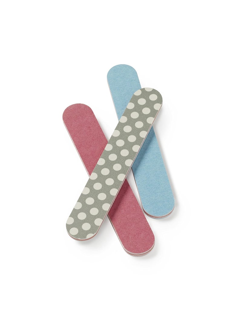 Manicare Pack of 3 Small Cushioned Emery Boards, Nail Files For Shaping Artificial And Natural Nails, Double Sided Medium Grit, Durable, For At Home DIY Salon Professional Manicure Or Pedicure 