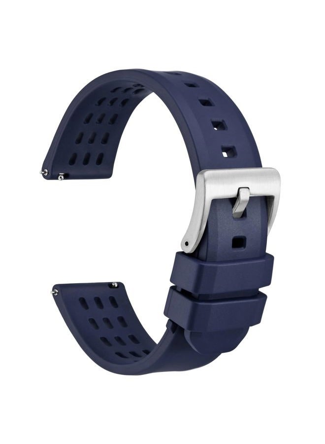 WOCCI 22mm Rally Watch Band, FKM Rubber Strap, Quick Release, Silver Brushed Buckle (Blue)  - Image 1