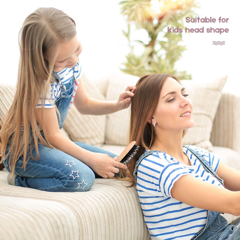 URTHEONE 3Pcs Hair Brush Mini Boar Bristle Hairbrush for Thick Curly Thin Long Short Wet or Dry Hair, Pocket Travel Small Paddle Hair Brush for Men Women Kids Detangle Massage Add Shine - Image 2