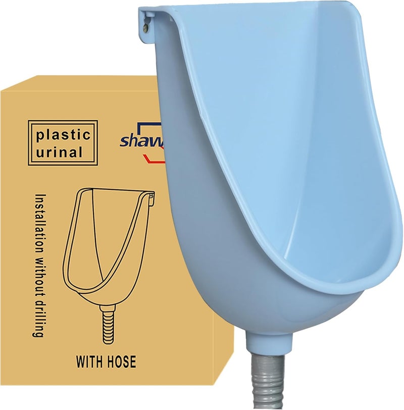 shawoo Waterless Urinal Garage Urinal for Men Plastic Urinals for Men, Urine Diverter Outdoor Urinal Wall-Mounted Urinals For Men Bathroom, No-Drill Lnstallation Self-Adhesive Mens Urinal (blue) - Image 1