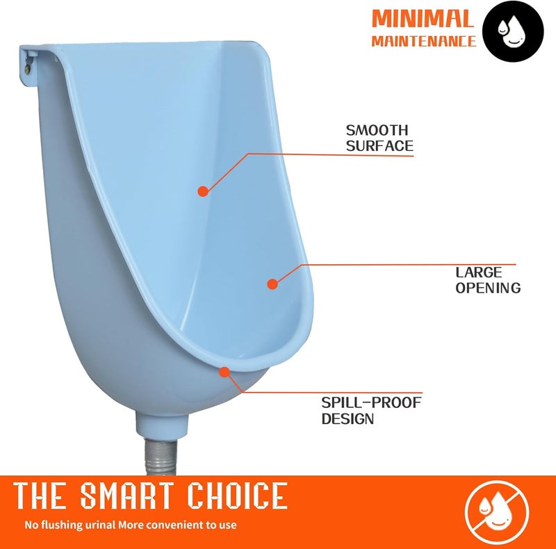 shawoo Waterless Urinal Garage Urinal for Men Plastic Urinals for Men, Urine Diverter Outdoor Urinal Wall-Mounted Urinals For Men Bathroom, No-Drill Lnstallation Self-Adhesive Mens Urinal (blue) - Image 3