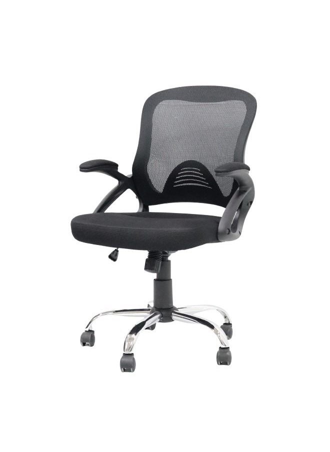 KARNAK - Ergonomic Office Chair Breathable Mesh Computer Task Desk Chair with Flip-up Armrest Adjustable Height Executive Rolling Swivel Mid Back Chair for Home Working Study - Black K-9139 - Image 1