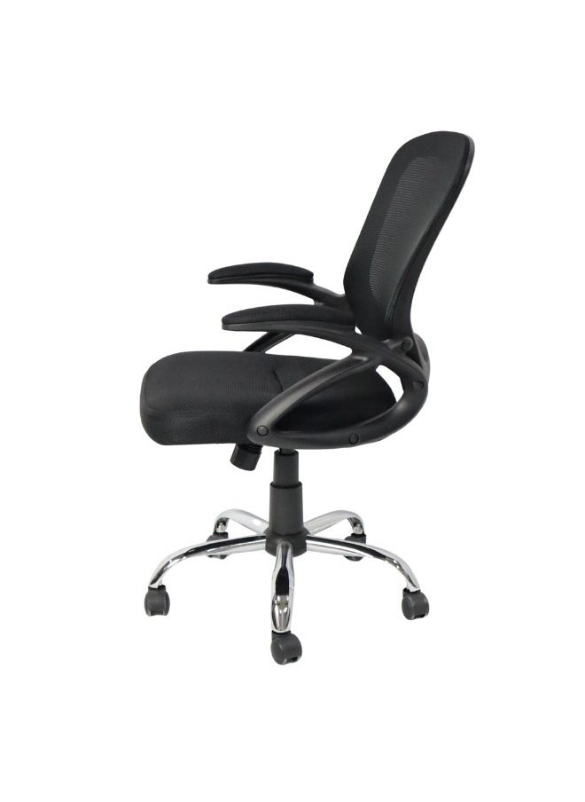 KARNAK - Ergonomic Office Chair Breathable Mesh Computer Task Desk Chair with Flip-up Armrest Adjustable Height Executive Rolling Swivel Mid Back Chair for Home Working Study - Black K-9139 - Image 1