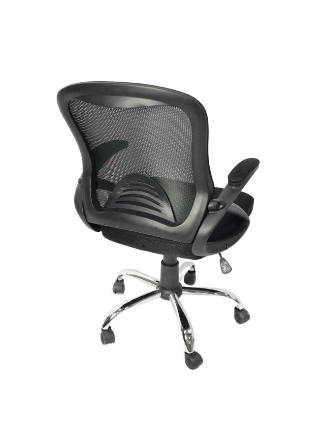 KARNAK - Ergonomic Office Chair Breathable Mesh Computer Task Desk Chair with Flip-up Armrest Adjustable Height Executive Rolling Swivel Mid Back Chair for Home Working Study - Black K-9139 - Image 1