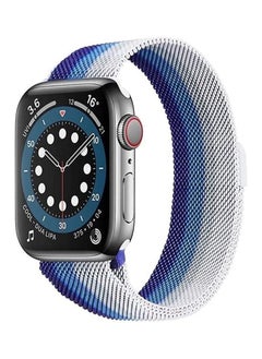 VITION Metal Magnetic Band for Apple Watch Milanese Loop 41mm 40mm 38mm, Stainless Steel Alloy Mesh Replacement Watch Strap for iWatch Series 7/SE/6/5/4/3/2/1 (Blue Strips)  - Image 1