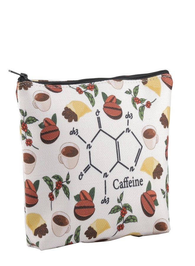 LEVLO Coffee Lover Gift Coffee Caffeine Drinking Food Makeup Bag Women Christmas Birthday Toiletry Bag (Caffeine) - Image 1