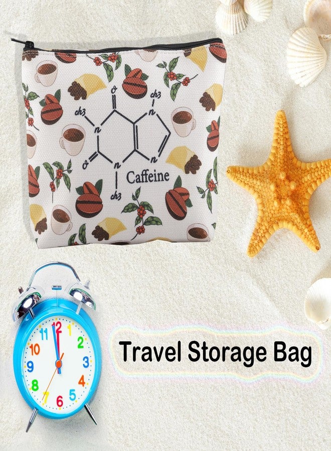 LEVLO Coffee Lover Gift Coffee Caffeine Drinking Food Makeup Bag Women Christmas Birthday Toiletry Bag (Caffeine) - Image 3