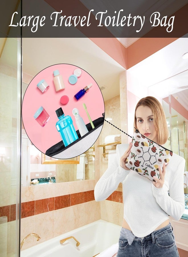 LEVLO Coffee Lover Gift Coffee Caffeine Drinking Food Makeup Bag Women Christmas Birthday Toiletry Bag (Caffeine) - Image 4