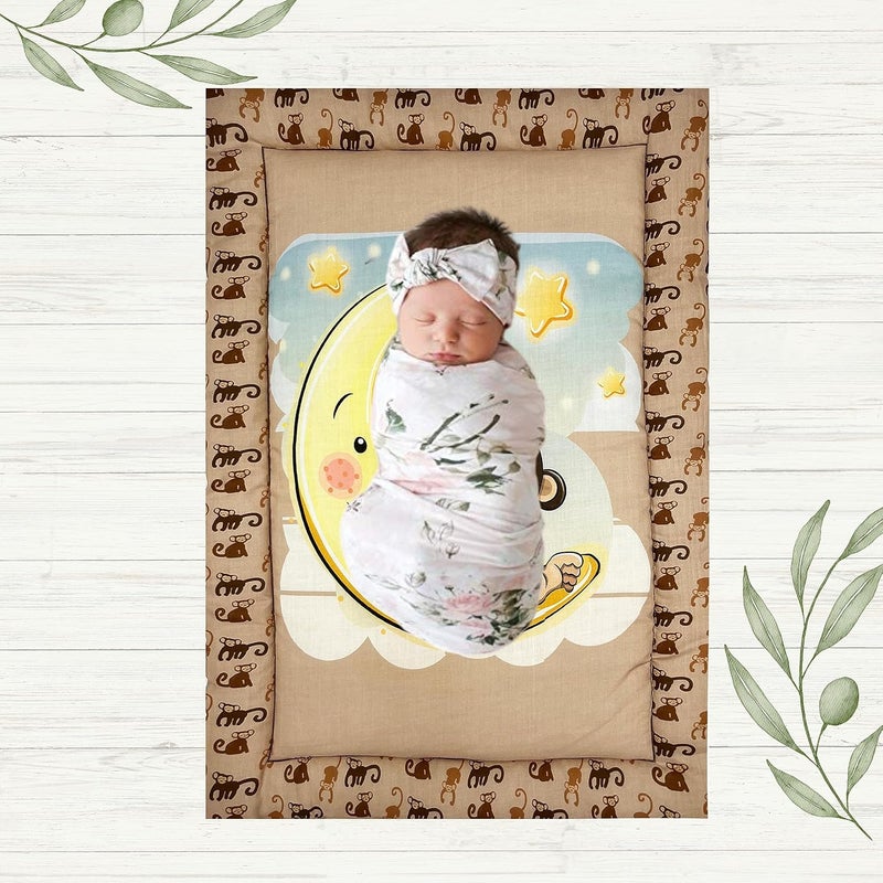 NEW COMERS Newborn Baby Pom Pom Cotton Baby Bed Cushioned Sleeping Mat for Baby Cradle Bed GodariGodadiCrib Sheet for Kids Multipurpose Soft Mattress Washer Safe Changing Mat 50 X 75 cm 164