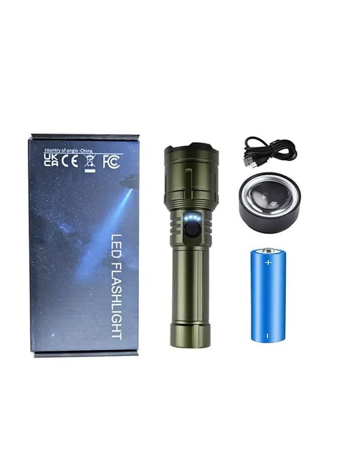 Ba Green Aluminum Alloy LED Flashlight 5000mAh USB Charging 5 Modes Telescopic Focus Lens Outdoor Emergency Light - Image 3