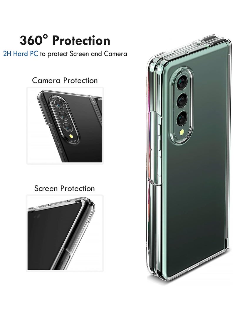 كريستال جراب شفاف لهاتف Samsung Galaxy Z Fold 3 – غطاء صلب ونحيف للغاية (Ultra-Thin) ومقاوم للصدمات ومصنوع من مادة TPU، يتميز بكونه كريستالي الشفاف ومقاوماً للاصفرار مع حماية للكاميرا. - Image 2