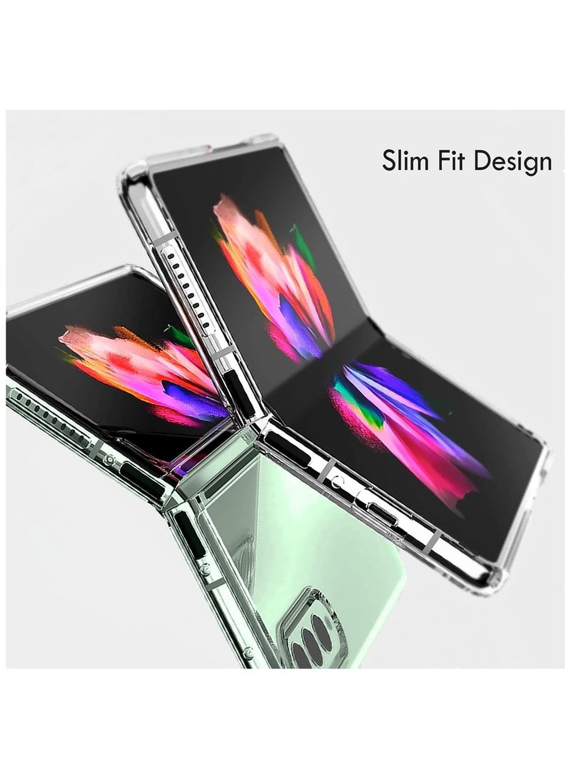 كريستال جراب شفاف لهاتف Samsung Galaxy Z Fold 3 – غطاء صلب ونحيف للغاية (Ultra-Thin) ومقاوم للصدمات ومصنوع من مادة TPU، يتميز بكونه كريستالي الشفاف ومقاوماً للاصفرار مع حماية للكاميرا. - Image 4