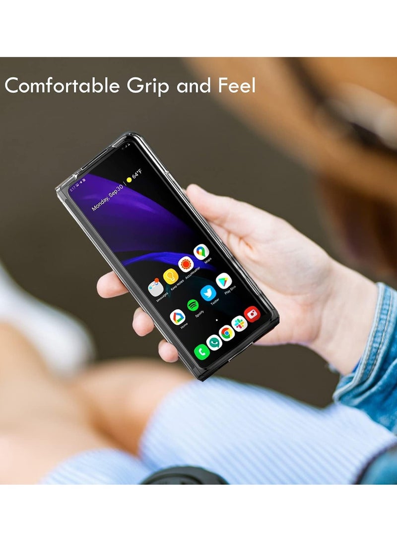 كريستال جراب شفاف لهاتف Samsung Galaxy Z Fold 3 – غطاء صلب ونحيف للغاية (Ultra-Thin) ومقاوم للصدمات ومصنوع من مادة TPU، يتميز بكونه كريستالي الشفاف ومقاوماً للاصفرار مع حماية للكاميرا. - Image 5