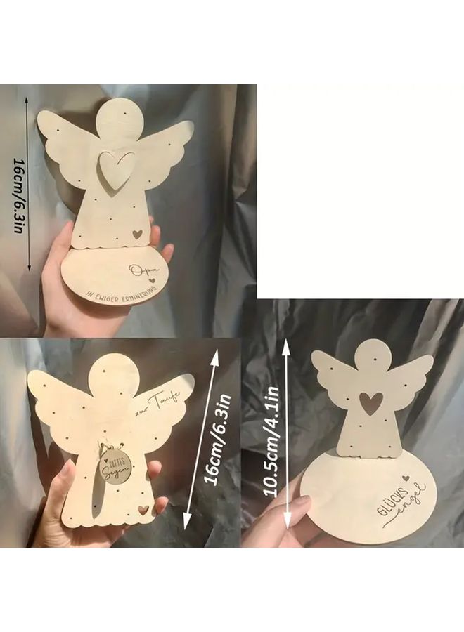 حامل شموع أنجل ثلاثي الأبعاد من الخشب الصناعي – الطراز E مع فتحة لبطاقة التهنئة – شمعة تذكارية للتعميد والربان والتناول – هدايا الملاك الحارس – ديكور لا يحتاج للكهرباء - Image 2