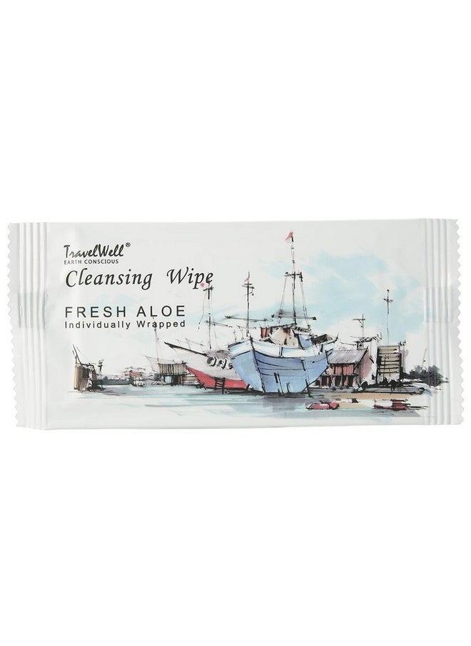 Travelwell Makeup Remover Wipes Individually Wrapped Natural Fresh Aloe Travel Packs Elderly Bathing Cleansing Wipes 100 Count Per Package Travel Size Toiletries Hotel Toiletries Bulk Set  - Image 1