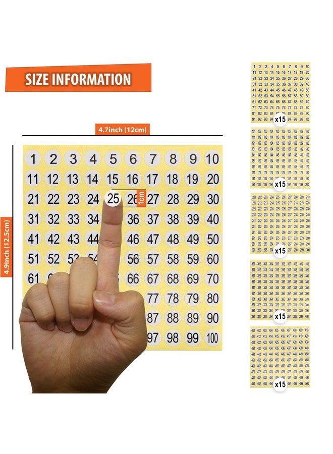 IFAMIO 1500 Round Number Stickers Labels 15 Sets 7500 Self Adhesive Labels Small Consecutive Number Decals Number Signs Inventory Stickers For Organizing And Storage Classification - Image 2