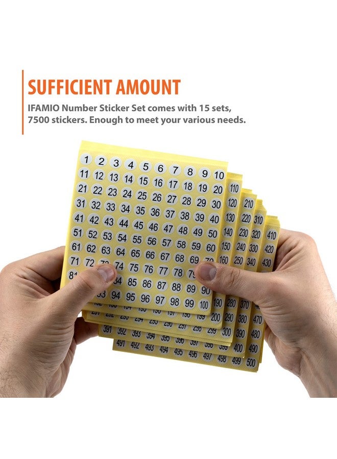 IFAMIO 1500 Round Number Stickers Labels 15 Sets 7500 Self Adhesive Labels Small Consecutive Number Decals Number Signs Inventory Stickers For Organizing And Storage Classification - Image 5