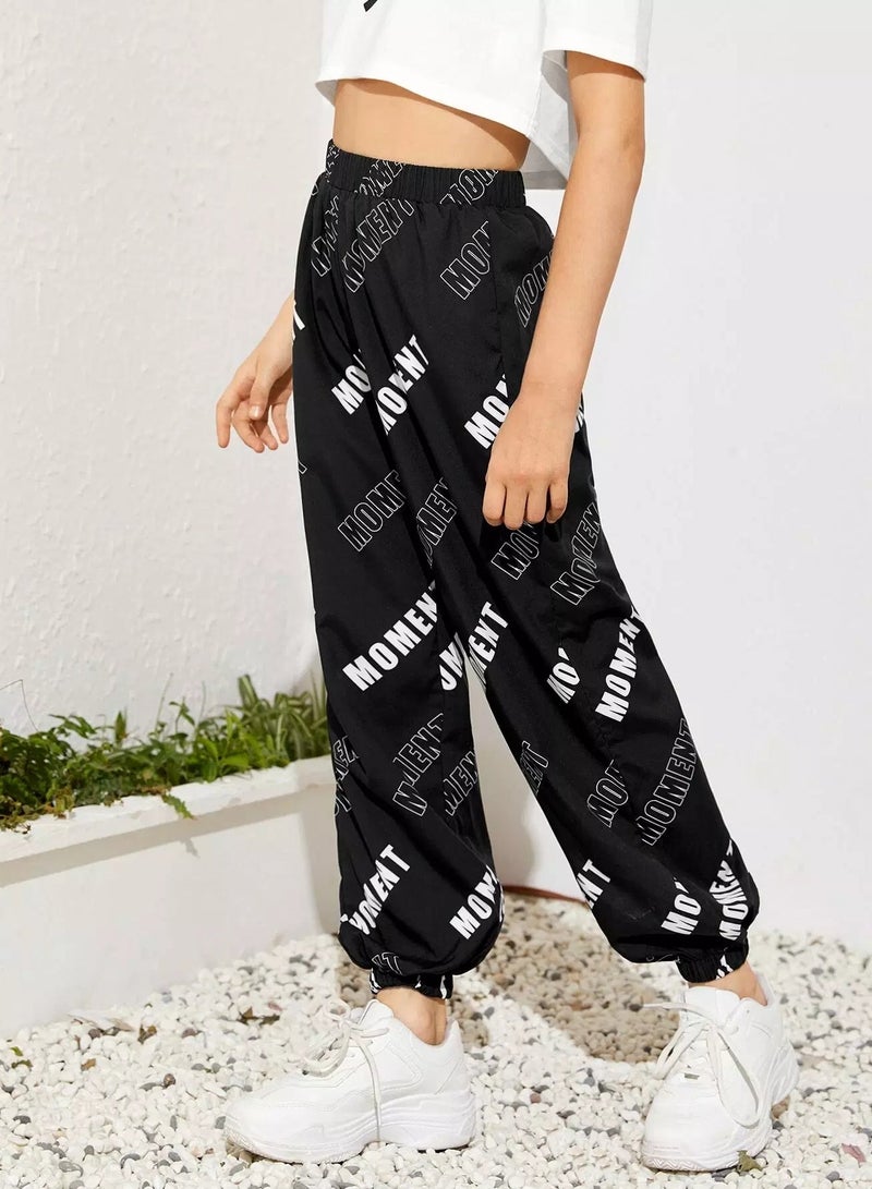 Girls Letter Graphic Windbreaker Pants  - Image 1
