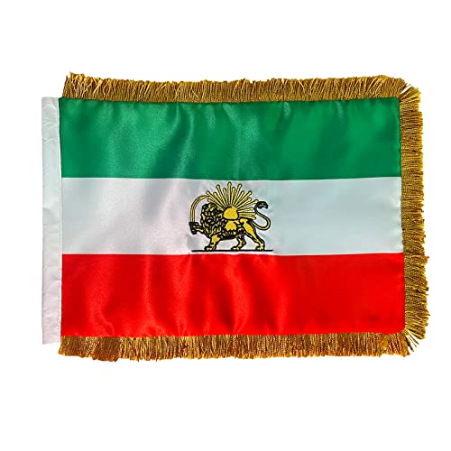 Homissor Iran Table Flag - Former Iranian Lion and Sun Desk Flags 20x30 cm Persia with Adjustable Stand Pole from 24 to 42 Cm - Satin Double Sided - Image 3