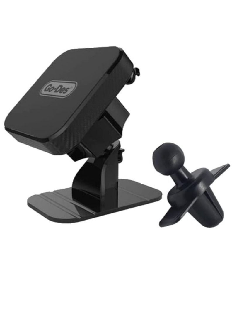GO-DES 2 in1 Magnetic Car Phone Holder Mount  360 Degree Adjustable Head Dashboard and Air Vent Mount, Universal with All Devices (Type C) - Image 1