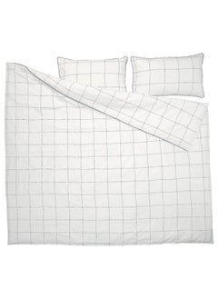 Zaboon Duvet cover and 2 pillowcases, white blue/check, 240x220/50x80 cm  - Image 5