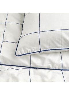 Zaboon Duvet cover and 2 pillowcases, white blue/check, 240x220/50x80 cm  - Image 2