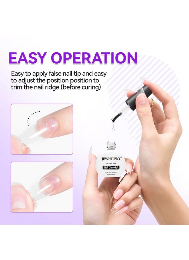 JEWHITENY JEWHITENY 2pcs 10ML Nail Glue Gel for Nail Tips Nail Gel Glue for False Nails Tips and Clear Press on Nails Gel Nail Glue Long Lasting Need U V Light Cured  - Image 3
