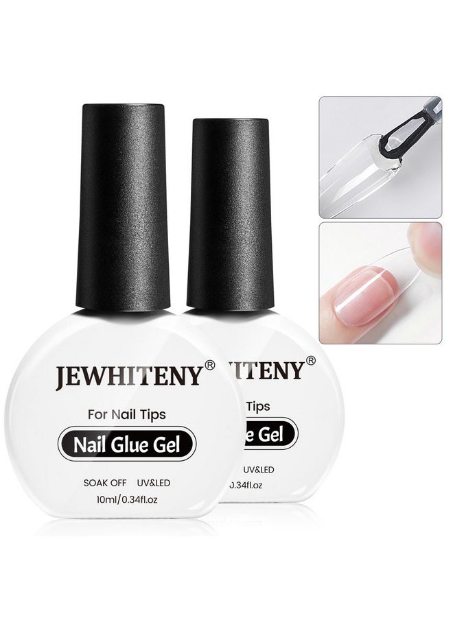 JEWHITENY JEWHITENY 2pcs 10ML Nail Glue Gel for Nail Tips Nail Gel Glue for False Nails Tips and Clear Press on Nails Gel Nail Glue Long Lasting Need U V Light Cured  - Image 1