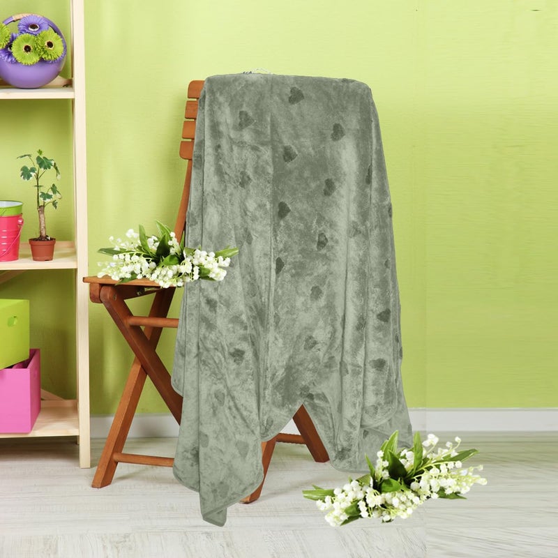 HOUSSE Microfiber Towels | Large Towels | Super Soft Coral Heart Pattern Fleece Towels, Quick-Dry | Super Absorbent with Hook Hanging | Ideal for Men & Women| 400 GSM | (Green, 70x140 Bath Towel) - Image 5