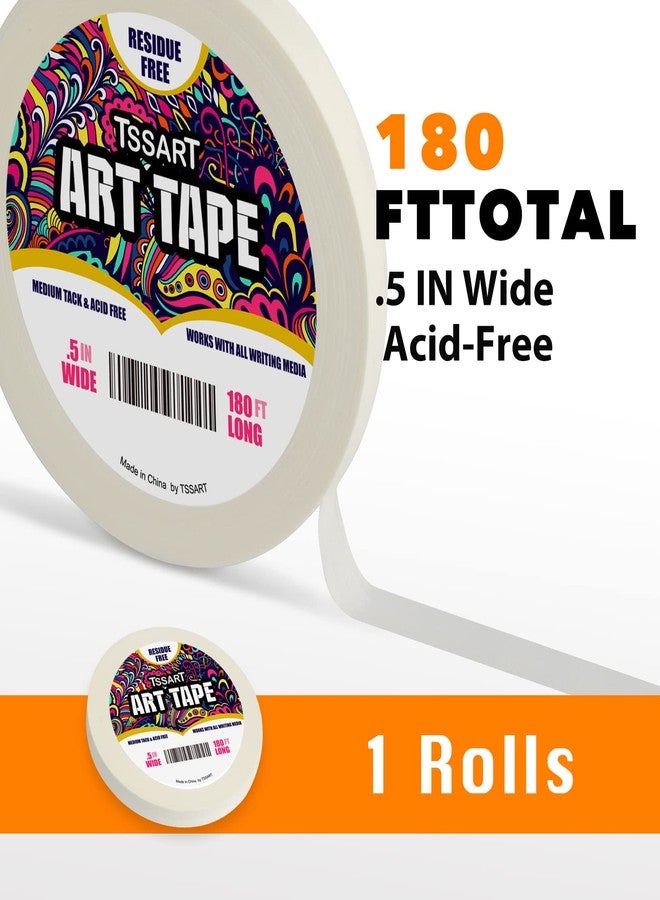 TSSART White Art Tape Medium Tack - Masking Artists Tape for Drafting Art Watercolor Painting Canvas Framing - Acid Free 1/2Inch/ 0.5inch Wide 180FT Long - Image 2